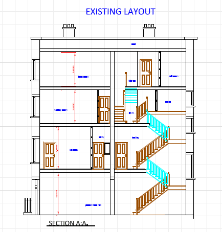 Existing Layout Detailed Drawing of Fire Safety Apartment CAD Drawing